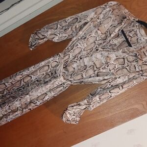 BB Dakota Beige and Black Patterned Dress